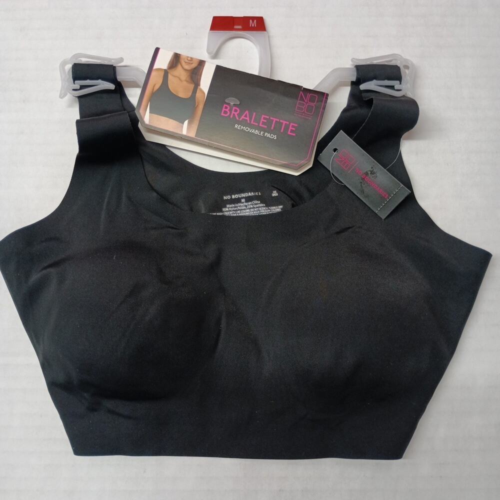 No‎ Boundaries Bonded Scoop Bralette Padded Pullover Black Juniors M Medium